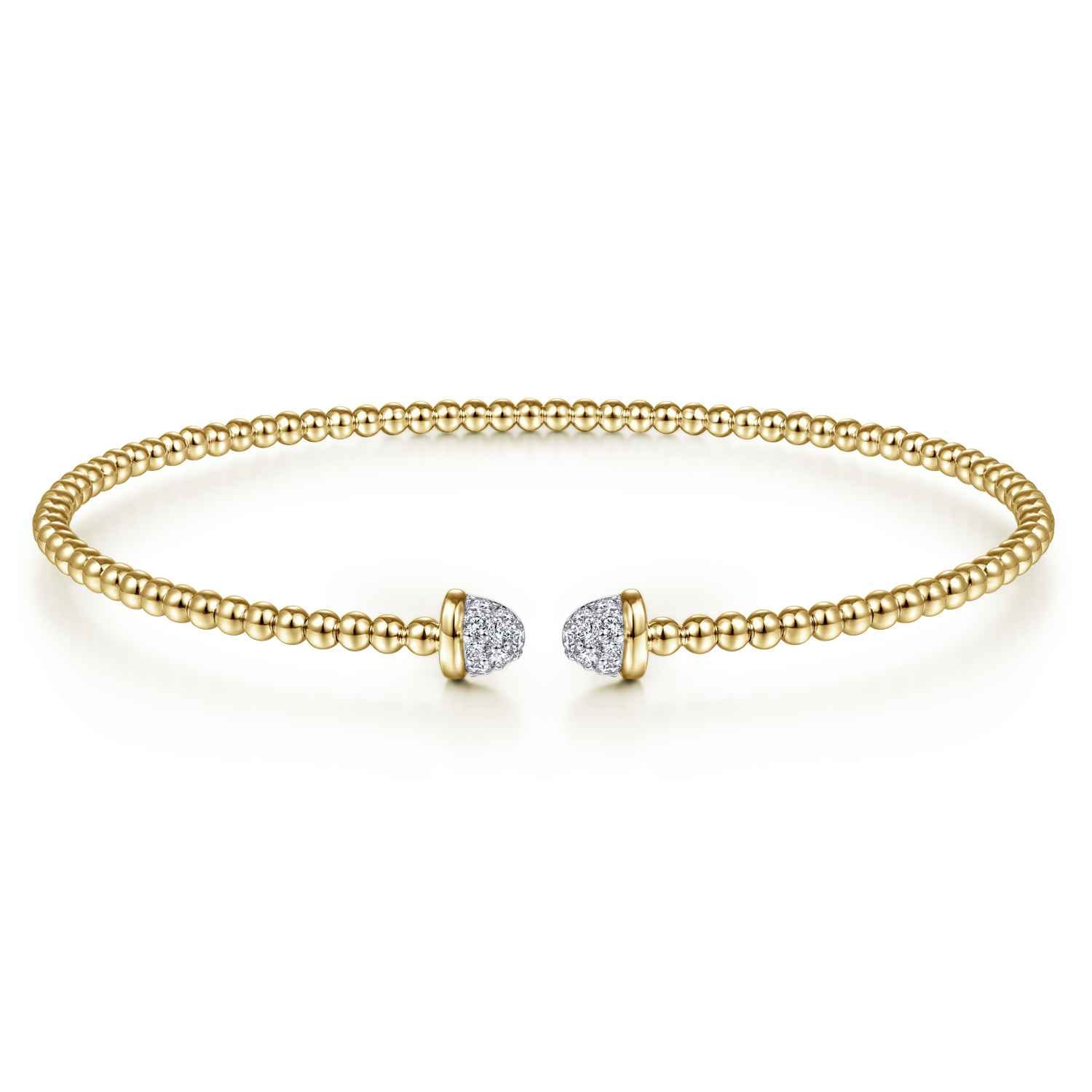 14K Yellow Gold Bujukan Diamond Split Bangle - 0.2 ct - Shot 1