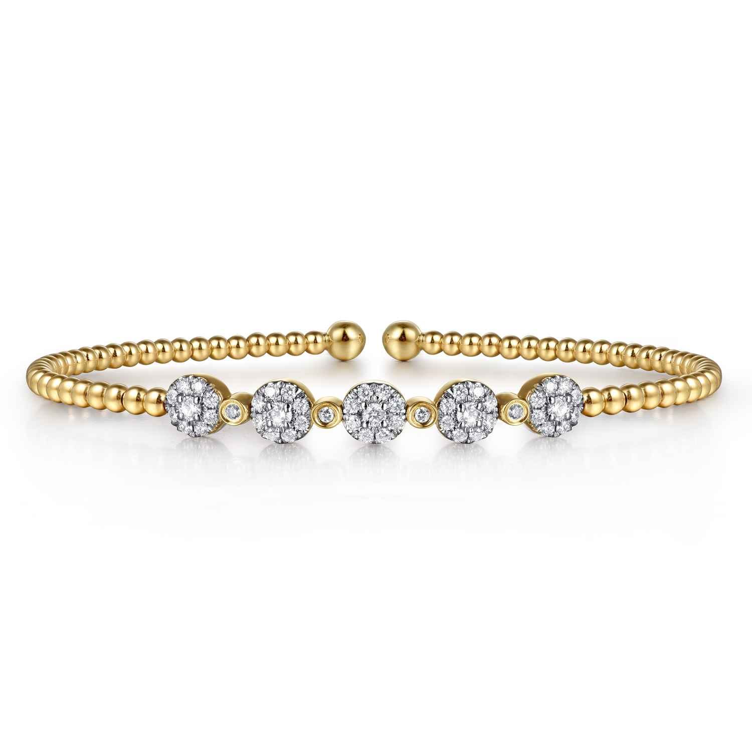 14K Yellow Gold Bujukan Diamond Split Bangle - 0.38 ct - Shot 1