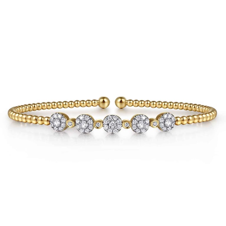 14K Yellow Gold Bujukan Diamond Split Bangle - 0.38 ct - Shot 1