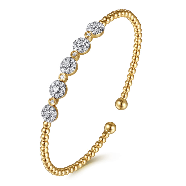 14K Yellow Gold Bujukan Diamond Split Bangle - 0.4 ct - Shot 2