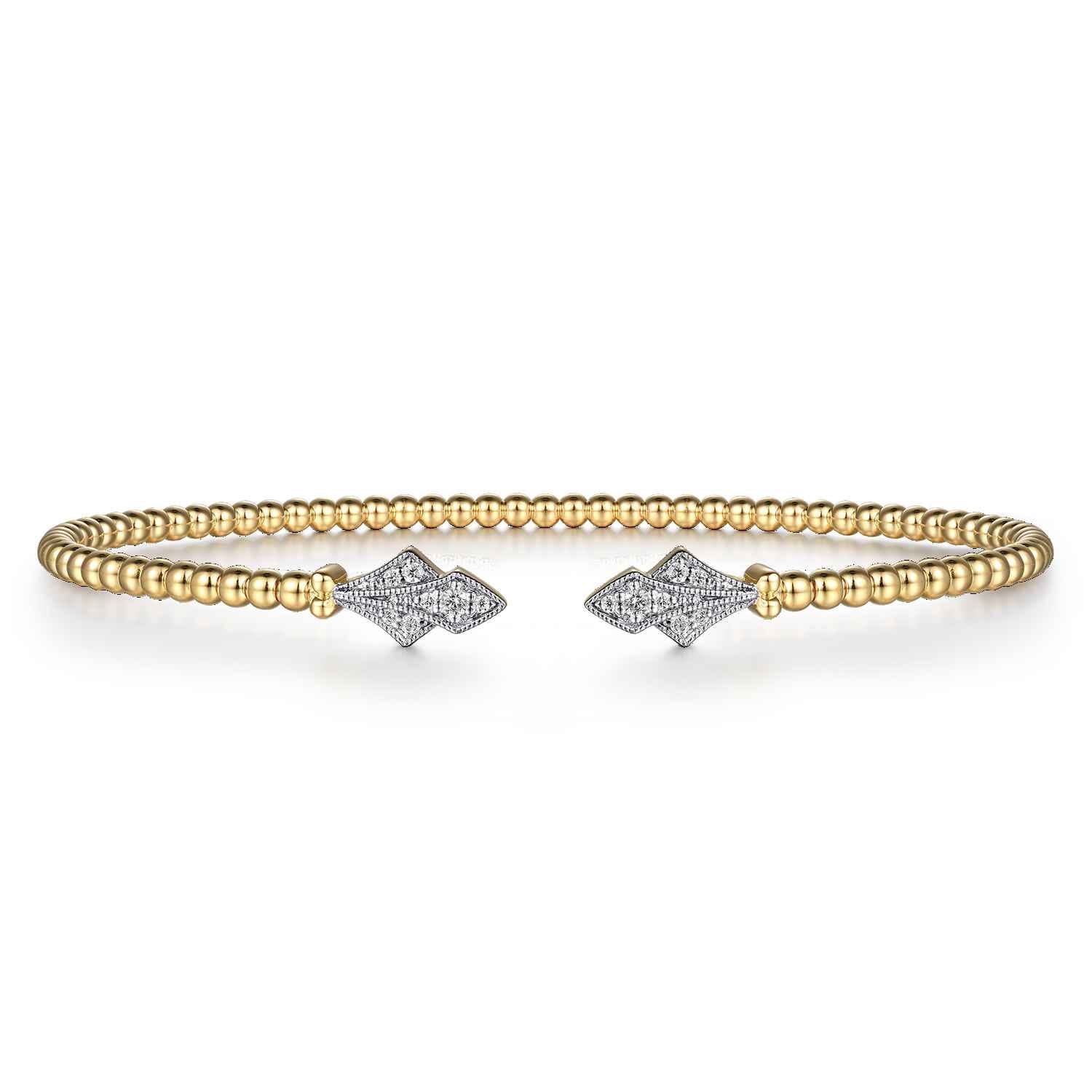 14K Yellow Gold Bujukan Diamond Split Cuff - 0.11 ct - Shot 1