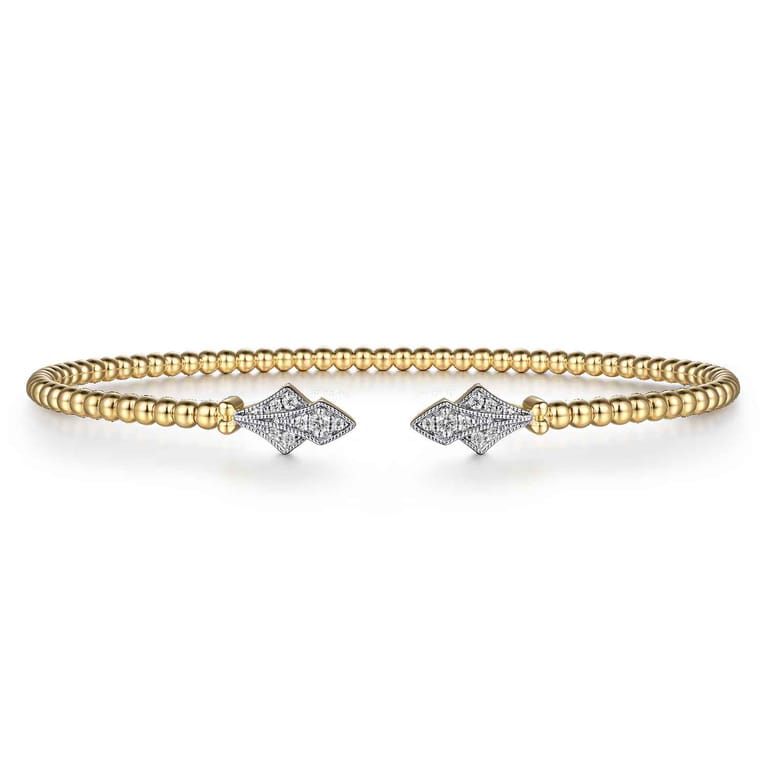 14K Yellow Gold Bujukan Diamond Split Cuff - 0.11 ct - Shot 1