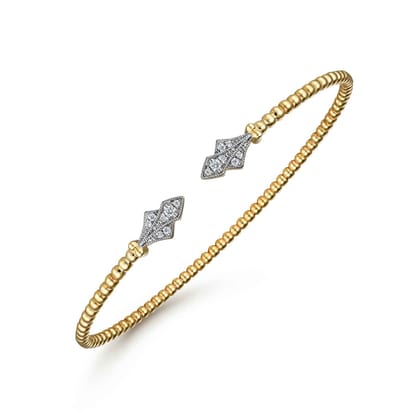 14K Yellow Gold Bujukan Diamond Split Cuff