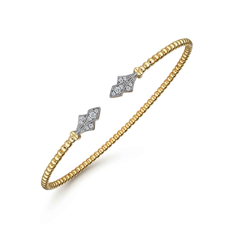 14K Yellow Gold Bujukan Diamond Split Cuff - 0.11 ct - Shot 2