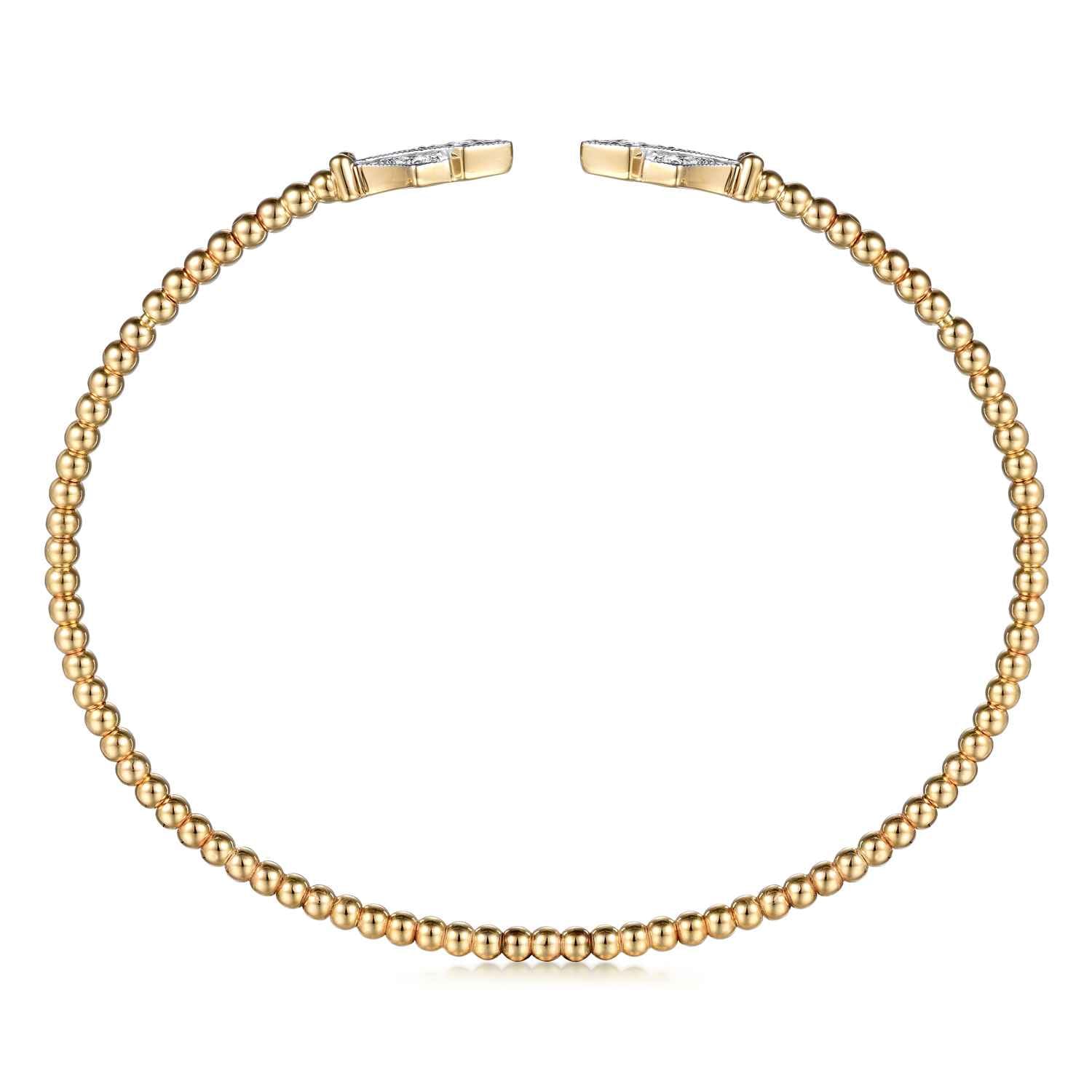 14K Yellow Gold Bujukan Diamond Split Cuff - 0.11 ct - Shot 3