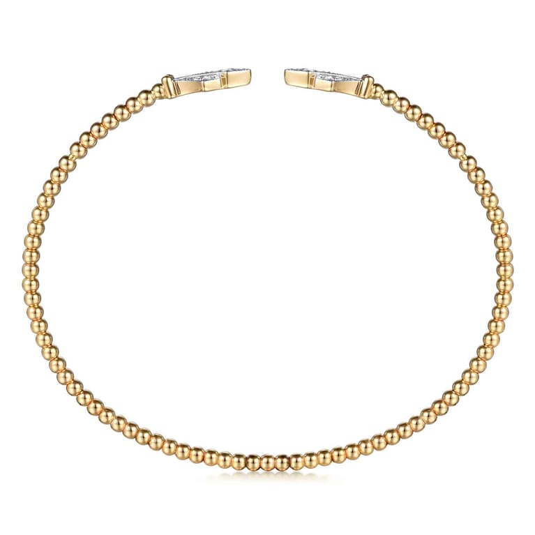 14K Yellow Gold Bujukan Diamond Split Cuff - 0.11 ct - Shot 3