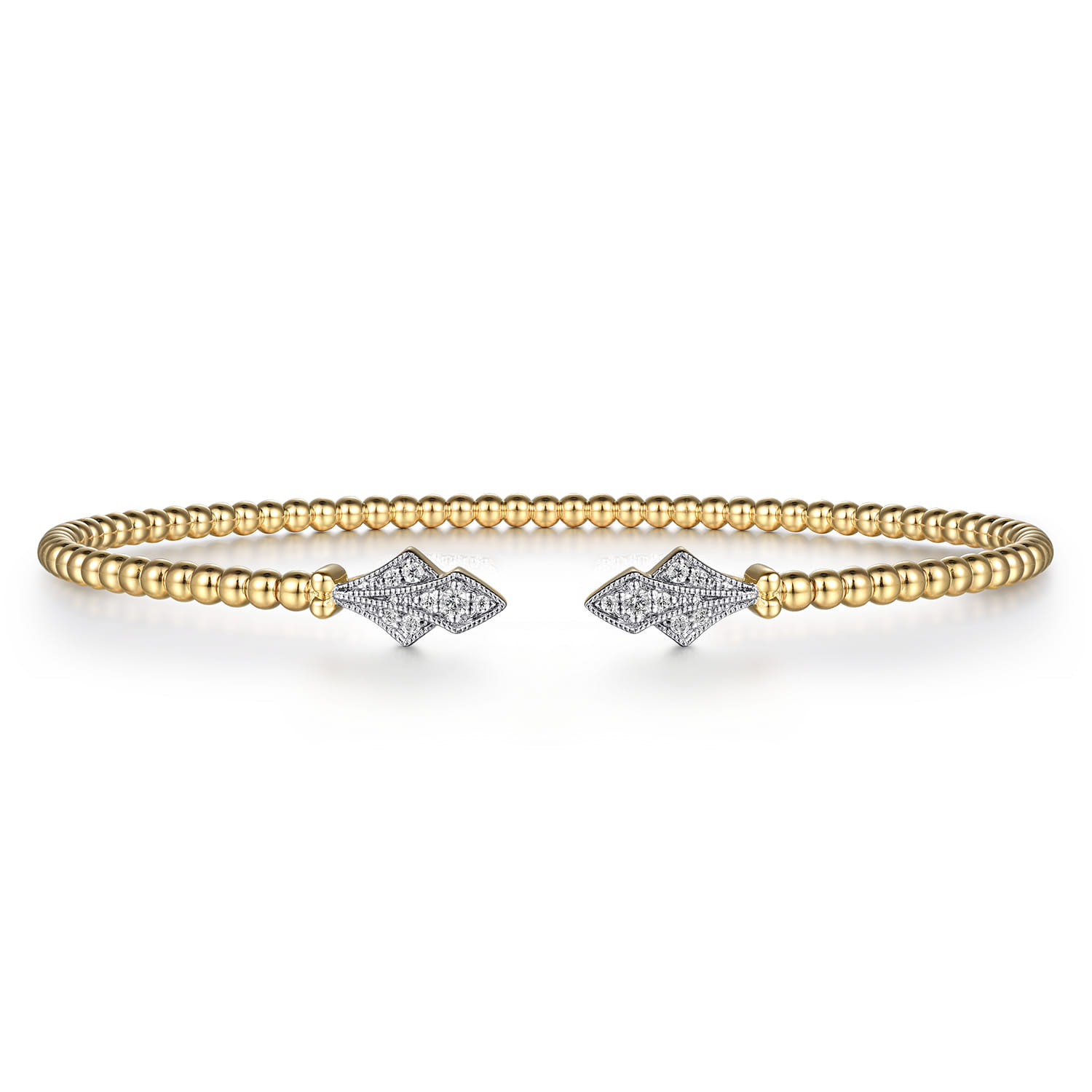 14K Yellow Gold Bujukan Diamond Split Cuff - 0.12 ct - Shot 1