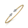14K Yellow Gold Bujukan Diamond Split Cuff - 0.12 ct