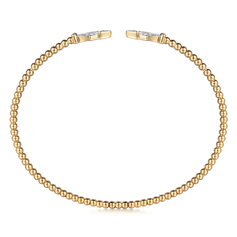 14K Yellow Gold Bujukan Diamond Split Cuff - 0.12 ct - Shot 3