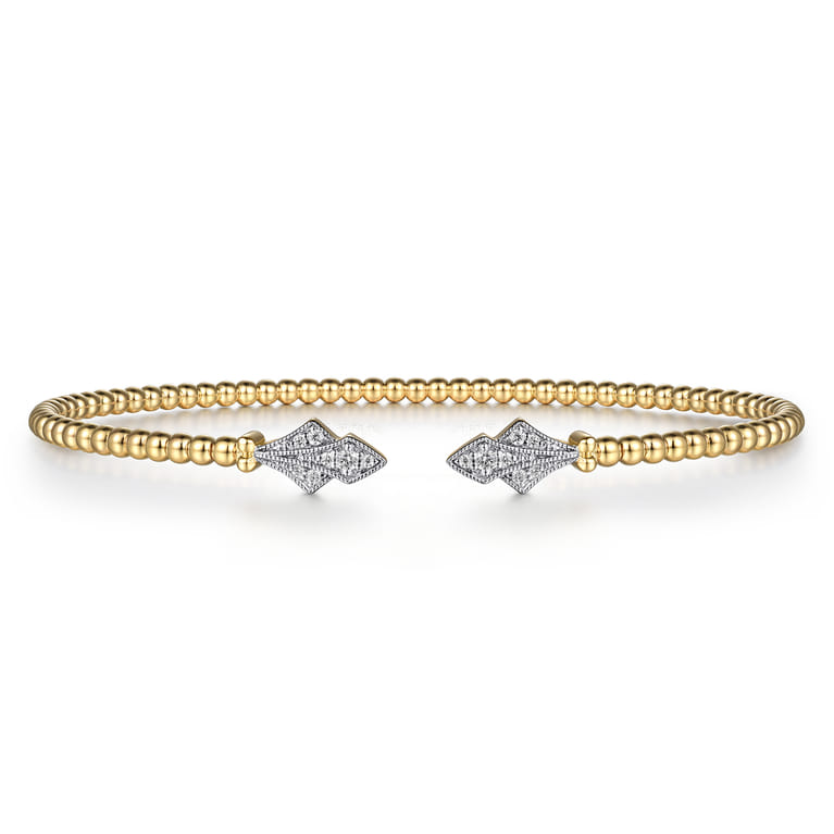 14K Yellow Gold Bujukan Diamond Split Cuff - 0.11 ct - Shot 1