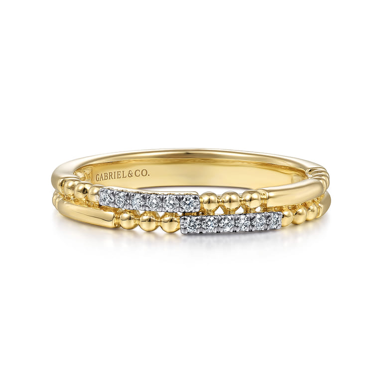14K Yellow Gold Bujukan Diamond Stackable Ring - 0.07 ct - Shot 1