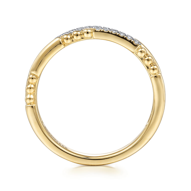 14K Yellow Gold Bujukan Diamond Stackable Ring - 0.07 ct - Shot 2