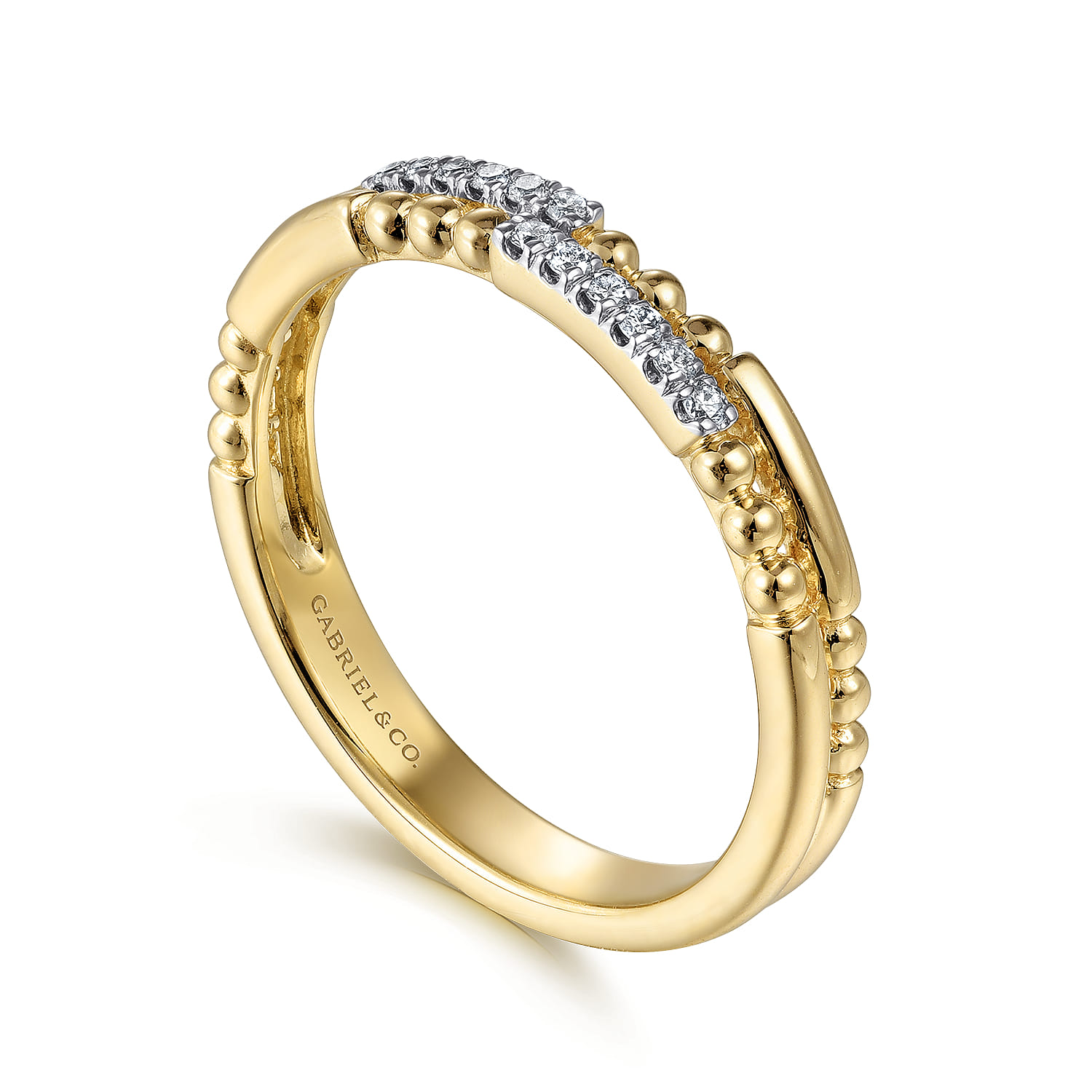 14K Yellow Gold Bujukan Diamond Stackable Ring - 0.07 ct - Shot 3