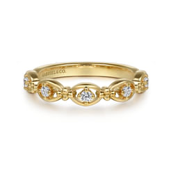 14K Yellow Gold Bujukan Diamond Stackable Ring