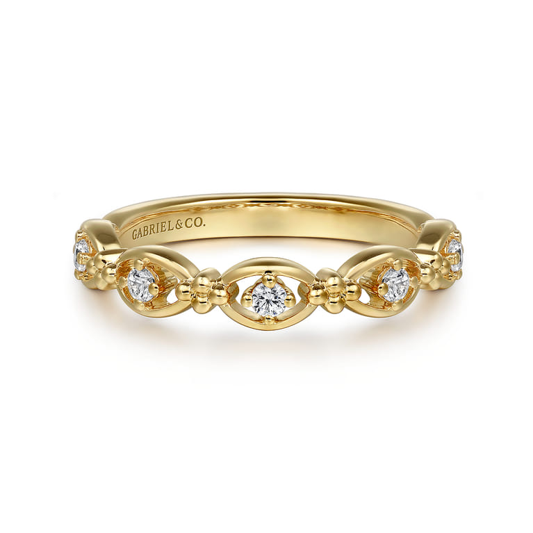 14K Yellow Gold Bujukan Diamond Stackable Ring - 0.13 ct - Shot 1