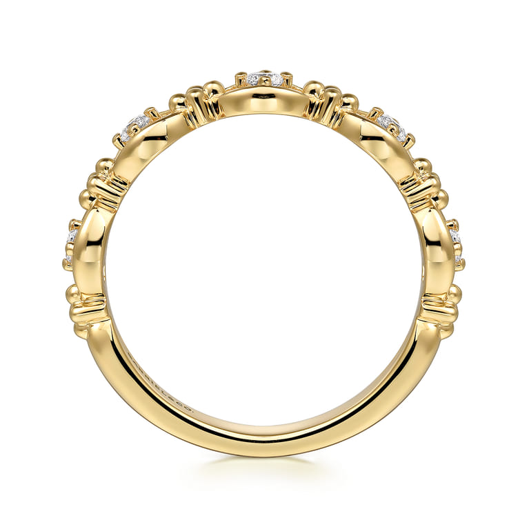 14K Yellow Gold Bujukan Diamond Stackable Ring - 0.13 ct - Shot 2