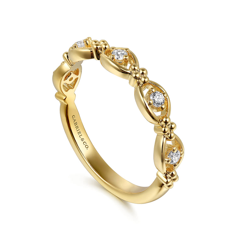 14K Yellow Gold Bujukan Diamond Stackable Ring - 0.13 ct - Shot 3