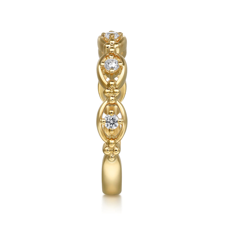 14K Yellow Gold Bujukan Diamond Stackable Ring - 0.13 ct - Shot 4