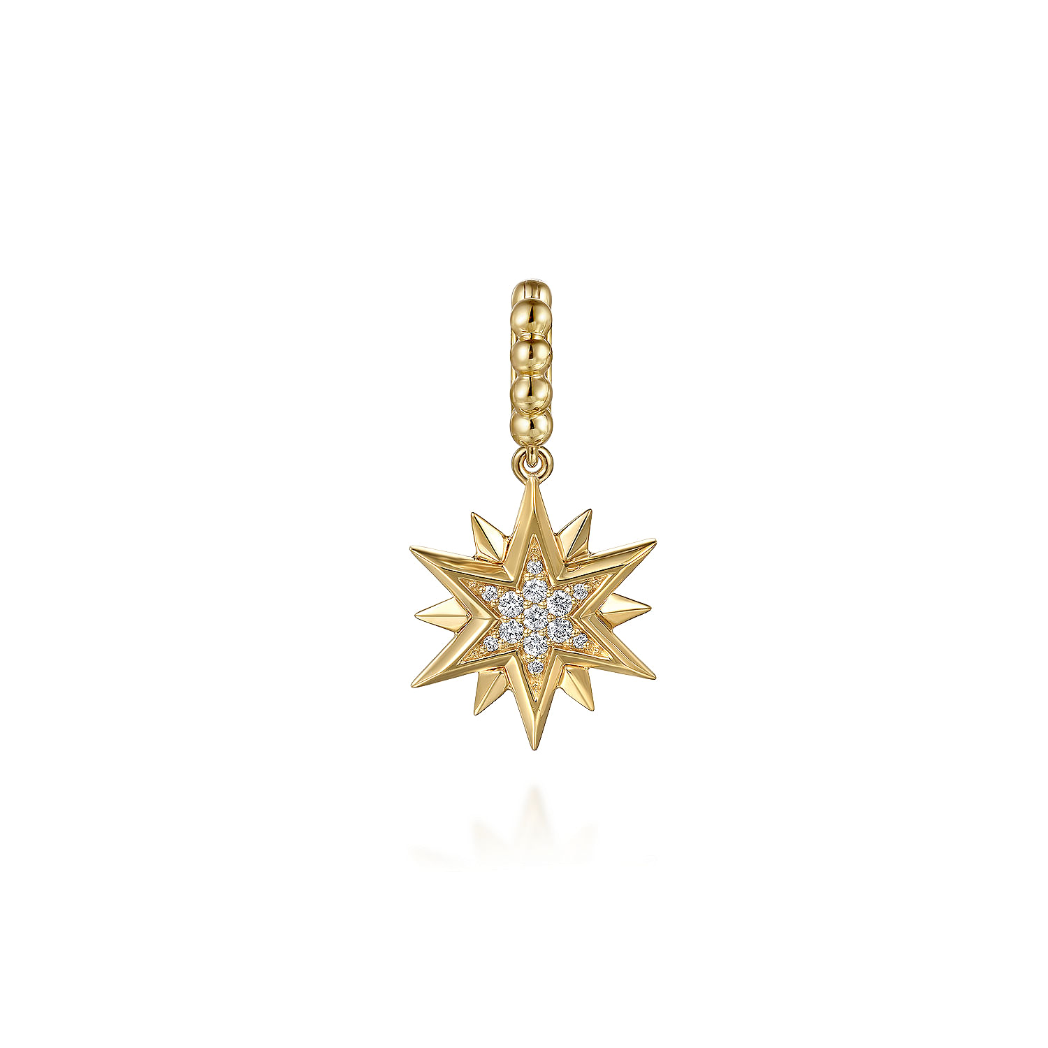 14K Yellow Gold Bujukan Diamond Starburst Medallion Pendant With Detachable Bail