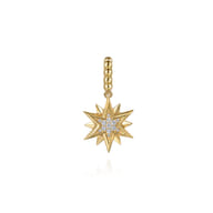 14K Yellow Gold Bujukan Diamond Starburst Medallion Pendant With Detachable Bail