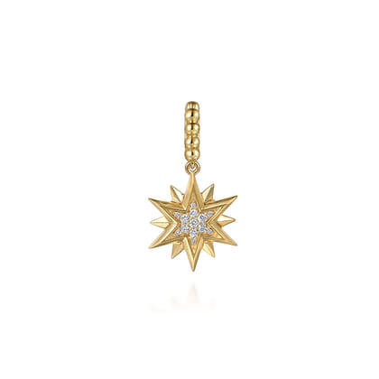14K Yellow Gold Bujukan Diamond Starburst Medallion Pendant With Detachable Bail