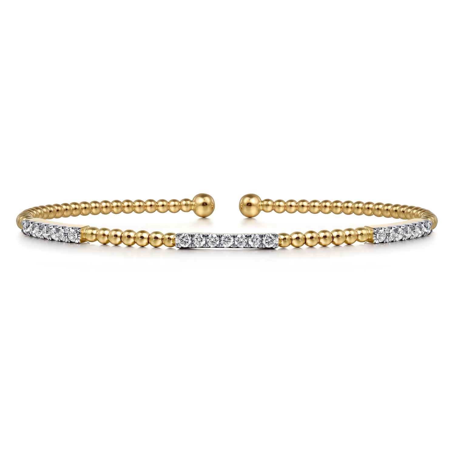 14K Yellow Gold Bujukan Diamond Stations Bangle - 0.46 ct - Shot 1