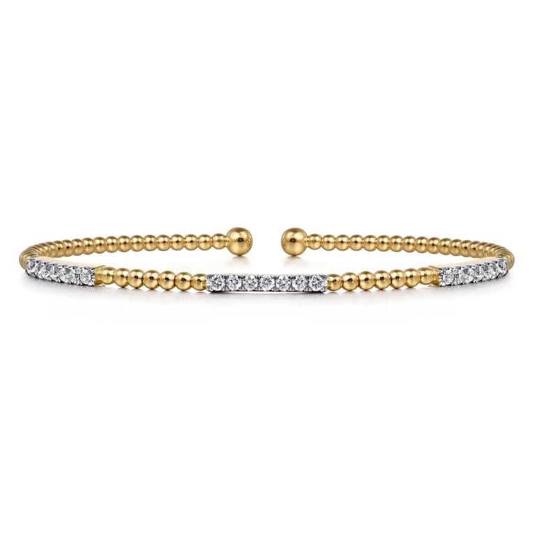 14K Yellow Gold Bujukan Diamond Stations Bangle - 0.46 ct - Shot 1