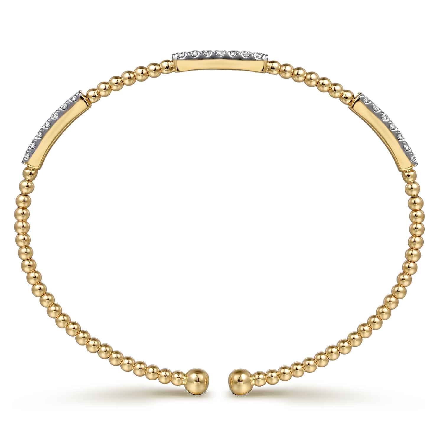 14K Yellow Gold Bujukan Diamond Stations Bangle - 0.46 ct - Shot 3