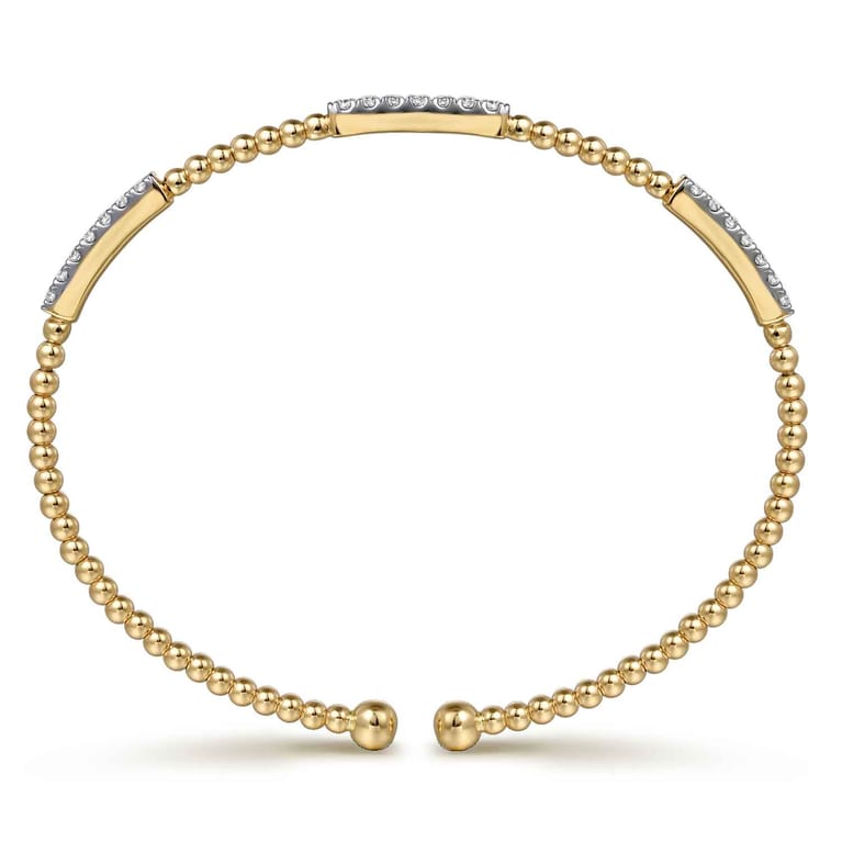 14K Yellow Gold Bujukan Diamond Stations Bangle - 0.46 ct - Shot 3