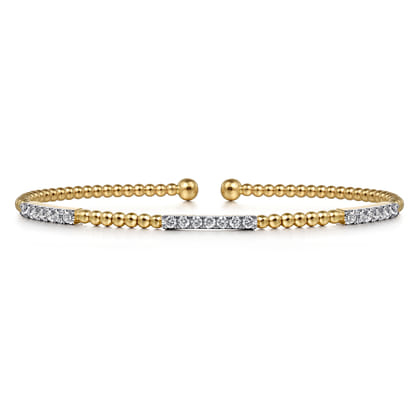 14K Yellow Gold Bujukan Diamond Stations Bangle
