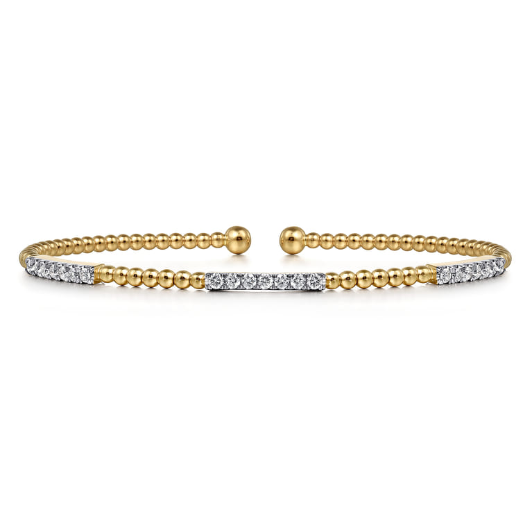 14K Yellow Gold Bujukan Diamond Stations Bangle - 0.45 ct - Shot 1