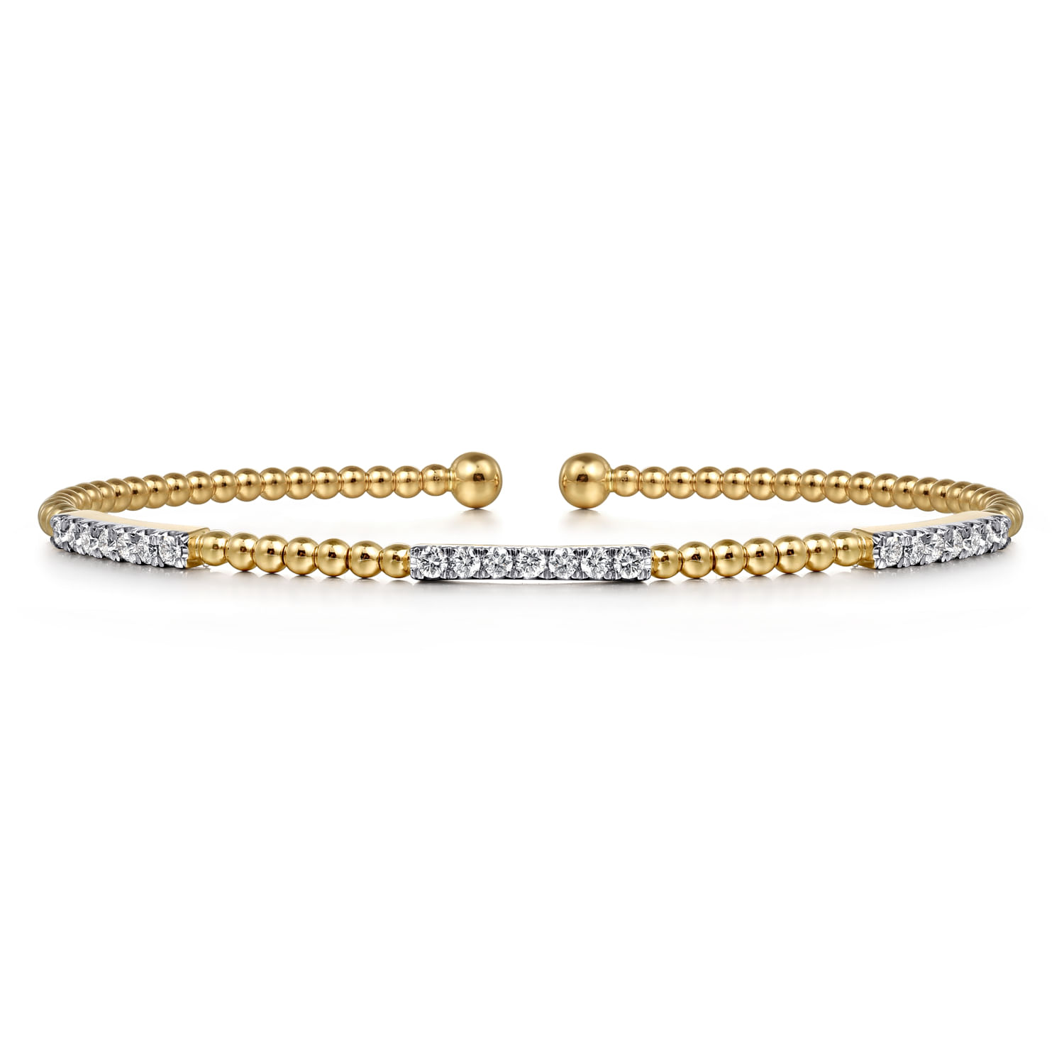 14K Yellow Gold Bujukan Diamond Stations Bangle