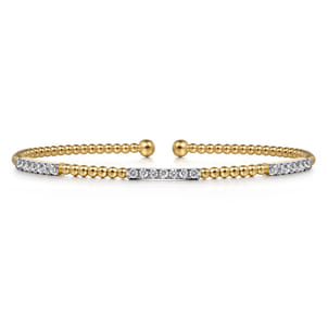 14K Yellow Gold Bujukan Diamond Stations Bangle