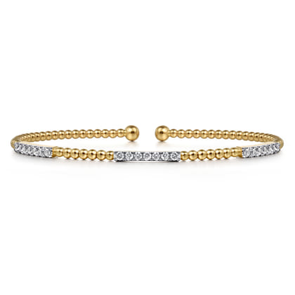 14K Yellow Gold Bujukan Diamond Stations Bangle