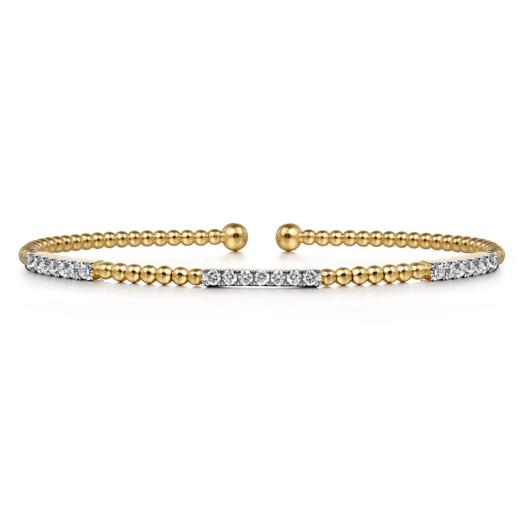 14K Yellow Gold Bujukan Diamond Stations Bangle - 0.45 ct - Shot 1