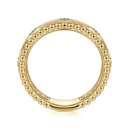 14K Yellow Gold Bujukan Diamond Stations Easy Stackable Ring