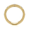 14K Yellow Gold Bujukan Diamond Stations Easy Stackable Ring - 0.09 ct