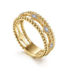 14K Yellow Gold Bujukan Diamond Stations Easy Stackable Ring - 0.09 ct