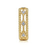 14K Yellow Gold Bujukan Diamond Stations Easy Stackable Ring - 0.09 ct