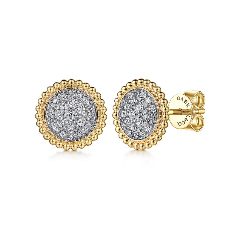 14K Yellow Gold Bujukan Diamond Stud Earrings - 0.5 ct - Shot 1