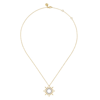 14K Yellow Gold Bujukan Diamond Sunburst Pendant Necklace