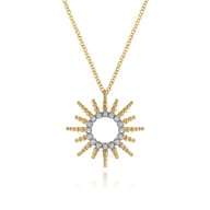 14K Yellow Gold Bujukan Diamond Sunburst Pendant Necklace