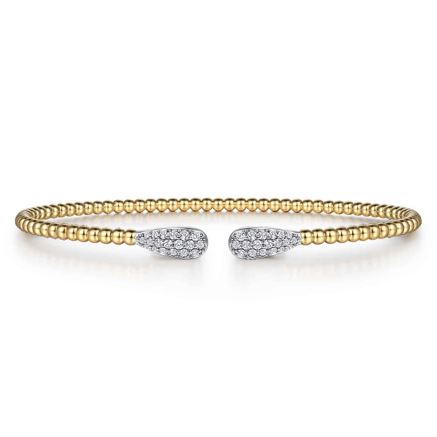 14K Yellow Gold Bujukan Diamond Teardrops Bangle - 0.3 ct - Shot 1