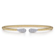 14K Yellow Gold Bujukan Diamond Teardrops Bangle