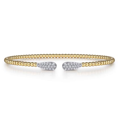 14K Yellow Gold Bujukan Diamond Teardrops Bangle