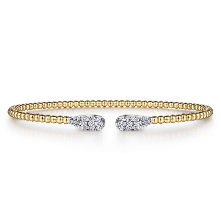 14K Yellow Gold Bujukan Diamond Teardrops Bangle - 0.3 ct - Shot 1