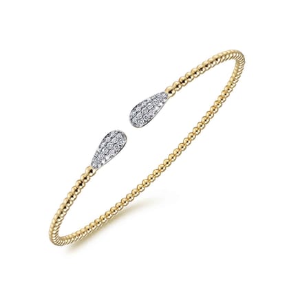 14K Yellow Gold Bujukan Diamond Teardrops Bangle