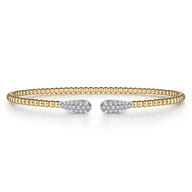 14K Yellow Gold Bujukan Diamond Teardrops Bangle
