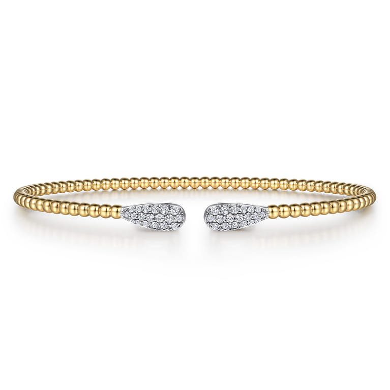 14K Yellow Gold Bujukan Diamond Teardrops Bangle - 0.3 ct - Shot 1