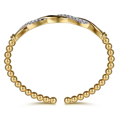 14K Yellow Gold Bujukan Diamond Twist Split Bangle Bracelet